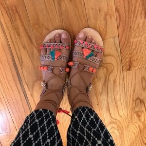 cute summer Zara girls Pom Pom sandal size37